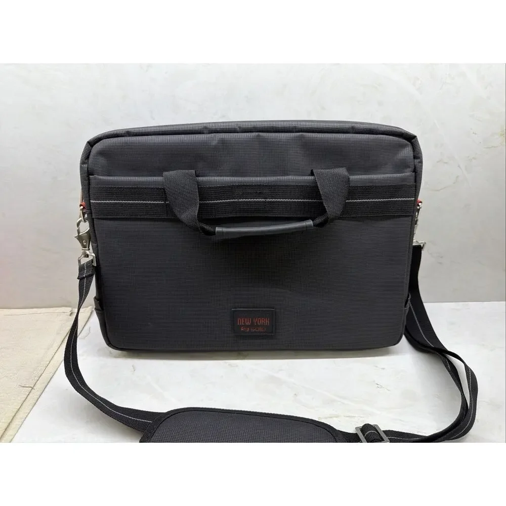 Solo New York Red Black Mission Messenger Bag Briefcase 15in Laptop EUC